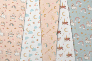 Pattern Collection - Cute Unicorn: Pattern Set for Fabric Design, Textile Design, Background Patterns.